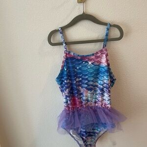 Girls Mermaid Onepiece Swimsuit With Tutu Size L